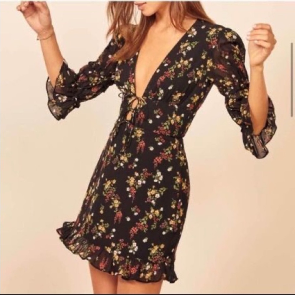 REFORMATION Laurelei Dress • Vionette • Black Floral • Size 4-ish